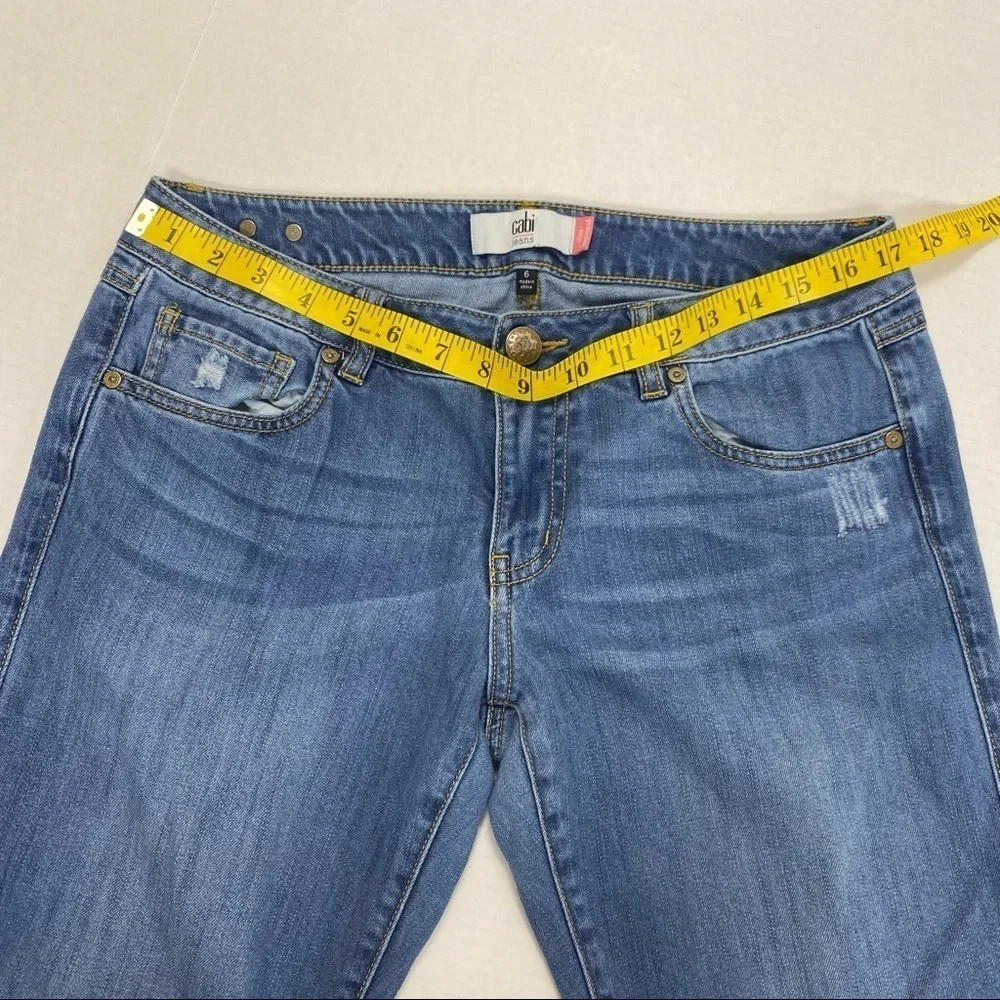 Cabi Slim Distressed Medium Wash Boyfriend Jeans size 6